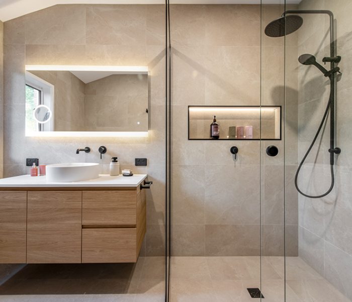A relaxing spa-like bathroom with modern fixtures